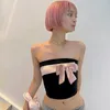 Kvinnors tankar 2024 Sweet Bow Crop Tops Female Clothing Boob Tube Top Slim midje Tank Korean Y2K Summer Sexig Club Camis Ropa Mujer