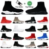 Luxury Sock Shoes Homens Mulheres Graffiti Branco Preto Vermelho Clear Clear Lace-up Neon Meias Amarelas Treinadores de Velocidade de Velocidade Flat Chaussure Speed Speed Sceners