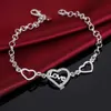 Wedding Bracelets Silver color heart crystal for women lady cute noble nice bracelet fashion charm chain jewelry wedding party