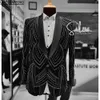 Blazer di lusso nero Blazer Men Suit Crystal Fashion Banquet 2 pezzi Business Giacca pantaloni pantaloni