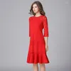 Abiti per feste Taoyizhuai 2024 Arrivo Spring Casual Style O-Neck Mermaid Stretch Plus size Rosse Grow Out Women Lace Abito 16028