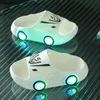 Slipper Summerchild Shoes Led Light Sliders Baby Indoor Anti Slip Sandals Boys and Girls Luminous Childrens Family Ouders Q240409