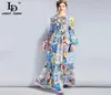 LD Linda Della Fashion Designer Maxi Dress 5xl Plus Size Women s Long Sleeve Boho Colorful Flower Print Casual Long Dress LJ2008188204324