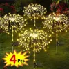 1/2/4PCS Солнечный светодиодный фейерверк Fairy Light Outdoor Garder Coremer Lakn Pathway Light for Patio Yard Party Wedding 240423