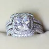 Victoria Wieck Cushion Cut 8 mm Diamond 10kt White Gold rempli Amoureux 3-en-1 Ensemble de bague de mariage SZ 5-11 285R