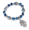 Bracelets de charme Charmes entiers Bracelet Turquoise Bracelet Fashion Hamsa Hand Crystal Glass Femmes Fine bijoux Pulseras G041232971