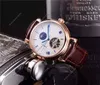 Hot Tourbillon Watch Men's Perpetual Calendar Moon Fase Automatische mechanische zwarte dial Skull Watch Men's Watch 42mm