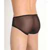 Onderbroek holle heren sexy laagbouw lycra katoen mesh slipje mannelijk visnet transparant bikini elastisch zakje ondergoed