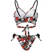 Push de madeireira feminina para néon zumbi biquíni push up up piscina impressa abstrata conjunto de raves clássicos string sexy string diy biquini