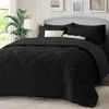 Ensemble de literie Black King Size 200gsm Counforter Set - 7 pièces Lit réversible dans un sac pour chambre toute la saison avec