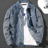 Mâle en jean manteaux épissés géométriques automobints pour hommes veste en jean bleu épaules larges Grea Original Original Low Prix du tissu 240428