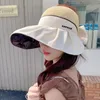 Wide Brim Hats Fashion Femmes Sunshade Chapeau Outdoor Place Top vide Top Suncap Femme Été anti-ultraviolet Sunhat Bowknot Caps