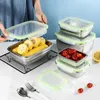 Lunch Boxes Bags Lunch Box Food Grade 304 Stainless Steel Sealed Leak Proof Fresh Lunch Box Fruit Bento Box Square Sealed Cartridge with Cover