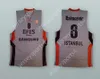 カスタムネイメンズユース/キッズIgor Rakocevic 8 Efes Pilsen Grey Basketball Jersey Top Stitched S-6XL