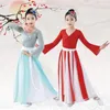 Vêtements Définit des performances de danse classique pour enfants Vêtements fan chinois en une seule pièce jupe de gaze ancienne danse unifom le006