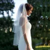 Bridal Veils Two Lays Veil met kam bruiloft Vail vaste kleur zachte tule korte witte ivoorvrouw 2021 Veu de noiva Curto 272m