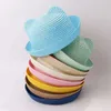 Caps Hats Summer Boys and Girls Cat Ear Straw Hat Childrens Cartoon Sun Hat d240509