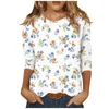 Sweats à capuche pour femmes Tops Mujer Round Neck Fashion Print 3/4 Manches T-shirt Floral Top Slim Top Casual Clothes for Women