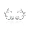 Studörhängen 925 Sterling Silver Wreath Pearl For Women Luxury Jewelry Friends Presenttillbehör Saker med