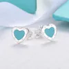 Blue Heart Stud 18K Gold Plated Luxury Brand Designer Letter Earrings Kvinnliga enkla ihåliga örhängen Bröllopsmycken med Box 259K