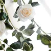 Dekorativa blommor kransar Artificial Rose Rattan Rattan Silk Flower String Wreath Romantic Wedding Home Garden Hotel Dekoration