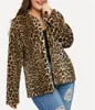 Cangole in pelliccia di lana con stampa leopardata sciolta inverno più taglia xl5xl cerniera a maniche lunghe o giacche calde per ufficio casual Lady 20195973751