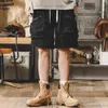 Men's Shorts American High Street Black Overalls Men Summer Outdoor Workwear Casual Loose Versatile Functional Fashionable Mid-pants