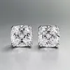 2024 Choucong Brand Boucles d'oreilles Stud Bijoux de luxe REAL 100% 925 STERLING Silver Cushion Forme 9 mm blanc Moissanite Diamond Gemstones Party Femme Mariage Oreille de mariage Cadeau