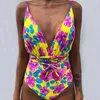 Swimwear féminin 9Color Plus taille une pièce de maillot de bain floral different Wear Beach 2024 Push Up Monokini BodySuit Trikini Mujer Badpak