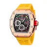 ساعة معصم Pintime Yellow Sport Watch Men Chronograph Mission Mens Watches Top Hip Hop مقاومة للماء Clock Relogio Masculin 291J