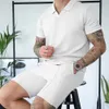 Trainingspakken voor heren Casual Losse Mens Casual Summer Suit V-Neck T-Shirt Wide Leg Shorts Elastische taillebandl2405