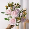 Fleurs décoratives 5pc fausses hydratantes de la rose de rose Real Touch Mariage artificiel décor Bouquet de mariée Bouquet Mariage pour la maison Party Roses