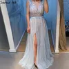 Party Dresses Serene Hill Grey Luxury Beading Shouler med TASSEL SPART Evening Gowns 2024 Formell klänning LA70622