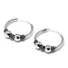 Hoop oorbellen S925 Sterling Silver 19mm voor vrouwen openen retro antieke punk oorrang meisje dubbele kralen anti-allergie