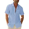 Men's Casual Shirts Summer Top Guayabera Cuban Beach Tees Comfortable Short Sleeve Dress Shirt Ideal Blouse For Warm Weather