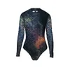 Swadanbao Swadanbao Nadanbao Femme Fashion Fashion à manches longues Zipper un morceau de maillot de bain numérique Femme Bodys de fête à la plage