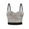 Perles de perle blanche de mode Push up Bralette Womens Corset Bustier Bra Sexy Crop Top Punk Rock Brassiere Night Club Party Wear 240509