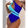 Frauen Badebekleidung Farbe Block Schwarz weiß einteiliger Badeanzug für Frauen sexy ausschneiden Monokini 2024 weibliche Badeanzüge Strandkleidung Brasilien