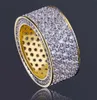 Gold 360 ECED Out Cubic Zirconia Micro Pave Bling Rings Kupfer 18K Gold plattiert simulierte Diamanten Hip Hop Ring2990665