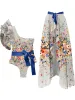 Costumes à imprimé floral à volants colorblock en un morceau de maillot de bain une pièce de maillot de bain Sexy v cou de bain sans dossier de bain de luxe de luxe de luxe