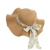 Breite Krempe Hats Beach Trendy Floppy Fold SHRAW HAS BIG BOWKNOT SONNE 2024