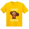 T-shirts Hot Selling Cheburashka Russian Cartoon Gedrukte Childrens T-Shirt Fun Baby Boy Girl Summer Childrens Katoen Kortheupel T-shirtl2405