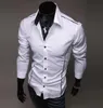 Men camisas de camisa nova masculino, camisas casuais de fit slim cor preto cinza branco5106286