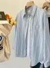 Blouses pour femmes Classic Striped Blouse Fashion Shirts Femmes Spring Automne Automne Col de borne à manches longues