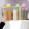 Opslagflessen plastic keuken rijst graan graan droog voedsel dispenser container deksel afgesloten doos jar praktisch