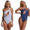 Kvinnors badkläder Summer Women 2024 Bikini Beachwear Kvinnlig Sexig baddräkt Stripe Solid Color Beach Outfits For