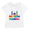 T-shirts Childrens Happy Ramadan Mubarak T-shirt blanc imprimé pour garçons / filles lune / lanterne T-shirt Childrens Shirt islamic Muslim Casual Topl2405