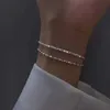 Bröllopsarmband Trend Ny silverfärg Sparkling Armband för kvinnor Utsökta glänsande dubbla lagerkedjor Armband Bröllopsfest smycken gåva