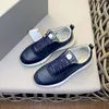 Kända män Casual Shoes Runners med Monili Sports Shoes Italy Popular Elastic Band Low Top Blue Leather Splicing Designer Outdoor Fitness Athletic Shoes Box EU 38-44