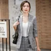 Autres vêtements Plaid Splice Slim Fit Jacket Blazer Pantalon à jambe large décontractée Two Piece Elegant Womens Pantal